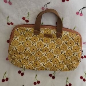 Fossil Floral Yellow and Brown Cosmetics Bag